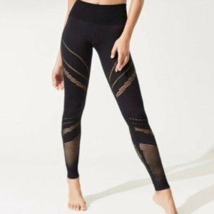 Alo High Waist Seamless Mesh Leggings, Black, Size L